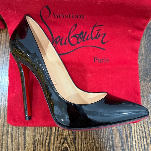 New Christian Louboutin So Kate 120mm Black Patent Leather Size EU 38 US 7.5 - Picture 9 of 17